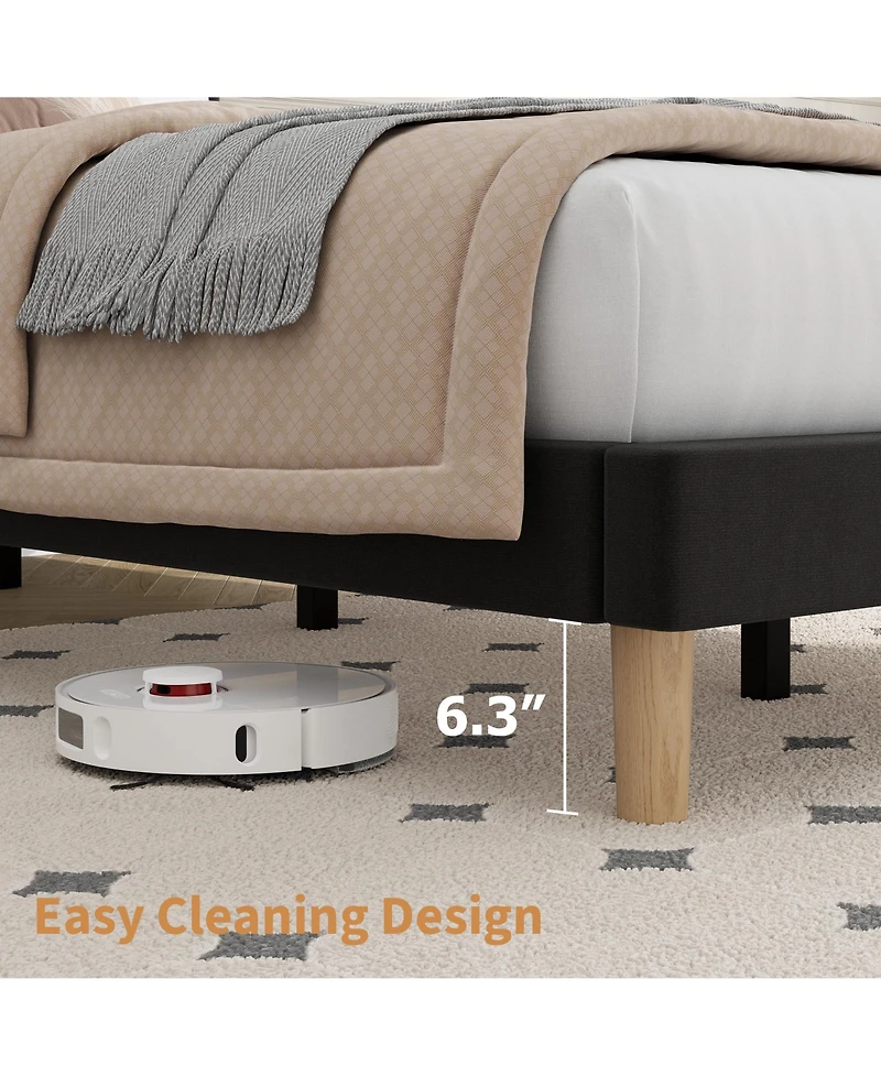 gaomon Set of 2 Velvet Upholstered Platform Beds with Adjustable Tufted Headboard – Vertical Channel Design