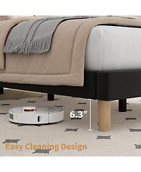 gaomon Set of 2 Velvet Upholstered Platform Beds with Adjustable Tufted Headboard – Vertical Channel Design