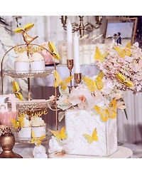 Gnuadz 48 Pcs 3D Butterfly Wall Decor Removable Stickers 4 Styles 3 Sizes Birthday Party Decorations