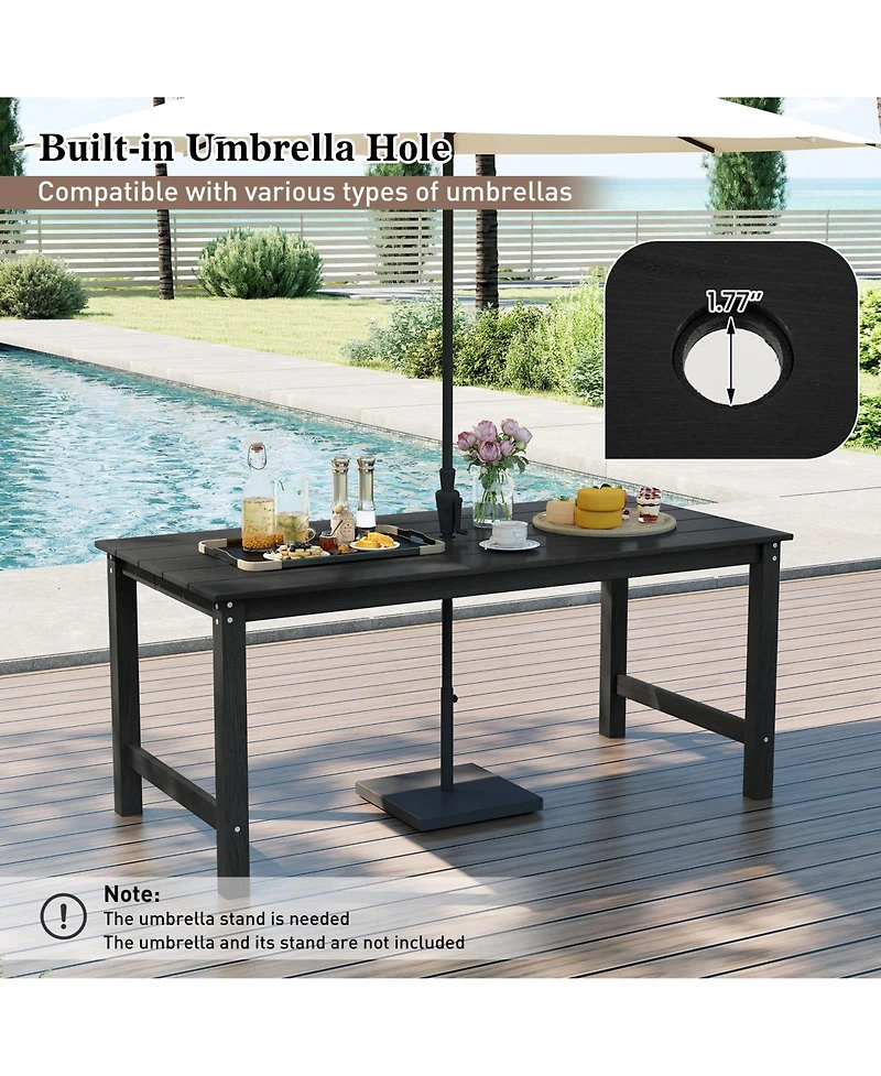 Gouun Hdpe Outdoor Dining Table for 6 with Umbrella Hole
