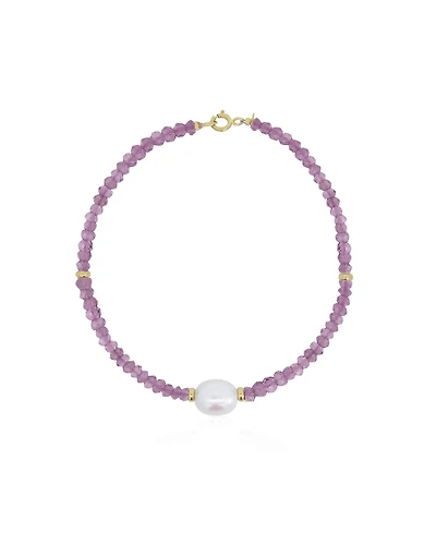 The Lovery Amethyst Bead Pearl Bracelet 14k Gold