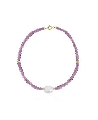 The Lovery Amethyst Bead Pearl Bracelet 14k Gold