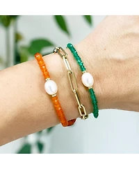 The Lovery Carnelian Bead Pearl Bracelet 14k Gold