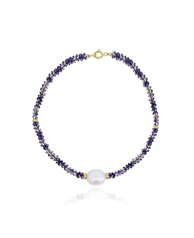 The Lovery Iolite Bead Pearl Bracelet 14K Gold