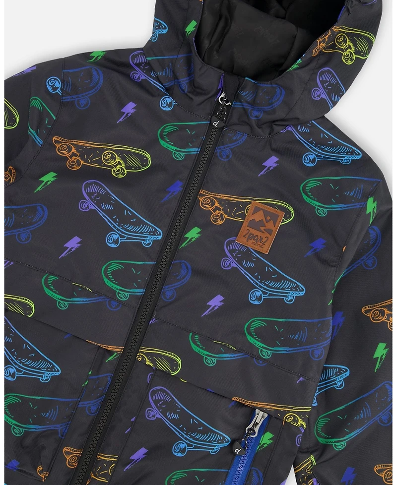 Deux par Deux Big Boys Mid-Season Jacket Printed Skateboards