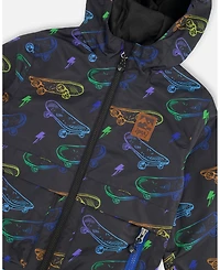 Deux par Deux Big Boys Mid-Season Jacket Printed Skateboards