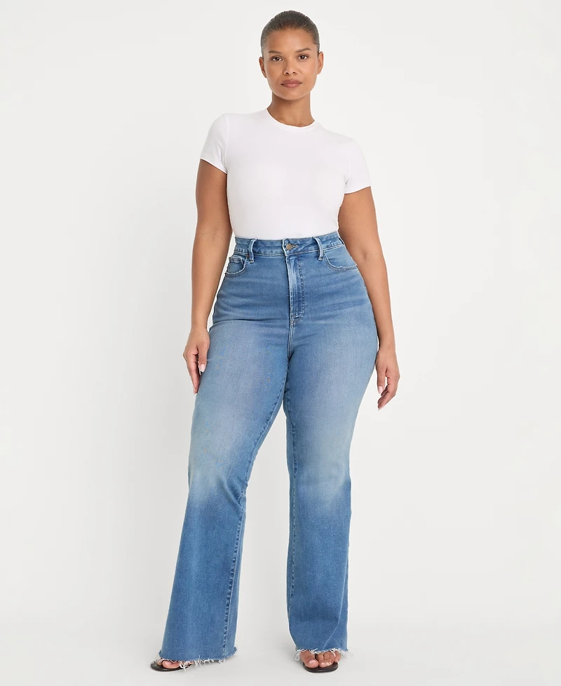Good American Women's Flare-Leg Mid-Rise Jeans