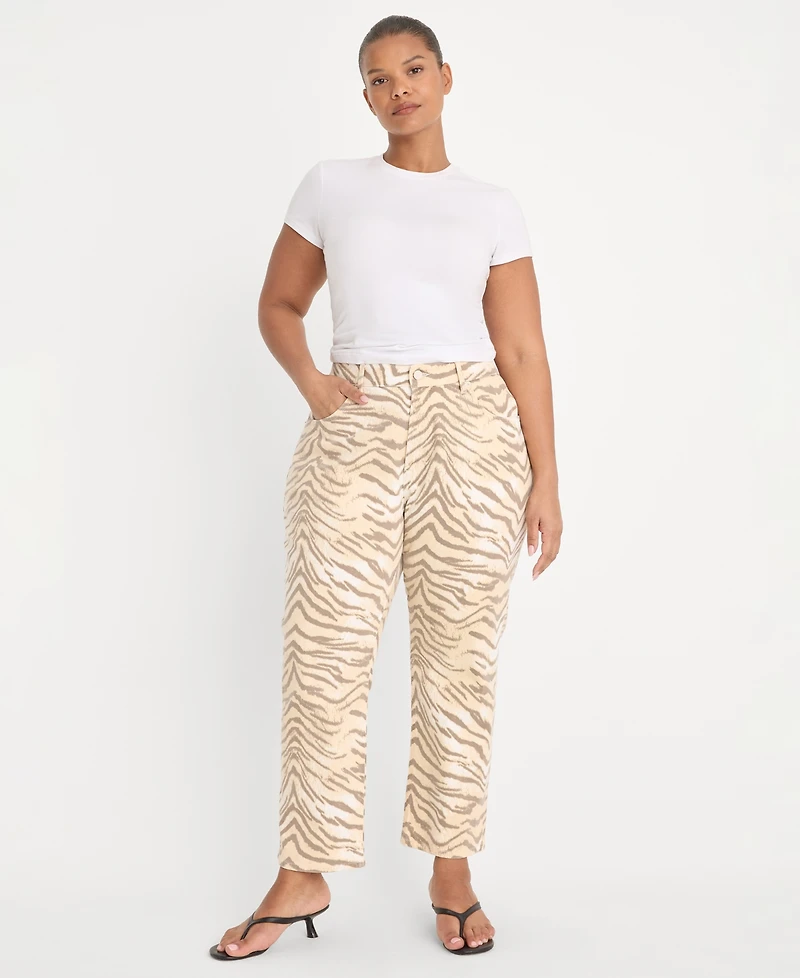 Good American Women's Vintage-Inspired Straight Tiger Print Jeans