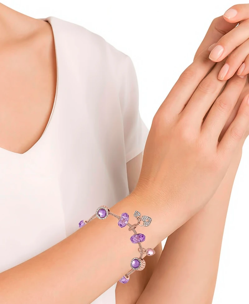 Macy's Floral Crystal Stone Charm Bracelet