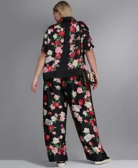 Karl Lagerfeld Paris Plus Size Paris Soft Camp Shirt Soft Printed Pant