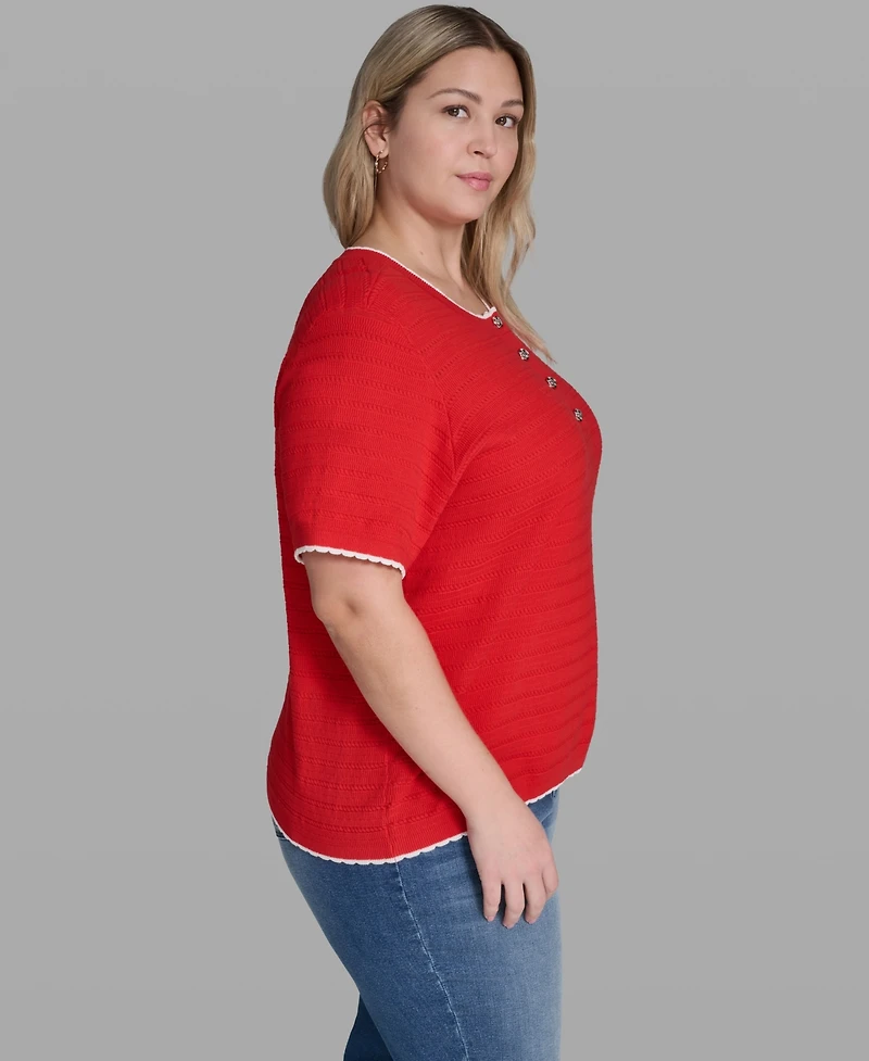 Karl Lagerfeld Paris Plus Button-Front Sweater