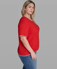 Karl Lagerfeld Paris Plus Button-Front Sweater