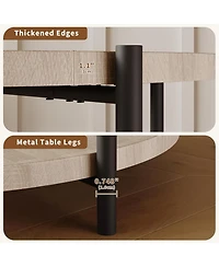 gaomon Round Wood 2-Tier Coffee Table with Metal Legs and Storage Shelf