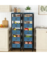 gaomon 5-Tier Kitchen Fruit Vegetable Storage Rack, Narrow Snack Stand with Pull-Out Baskets, Utility Organizer