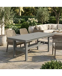 Homsee 71" Hdpe Outdoor Dining Table with Umbrella Hole for 6-8 People,for Courtyards and Terraces