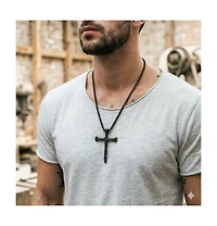 Metallo Stainless Steel, Textured Cross Necklace