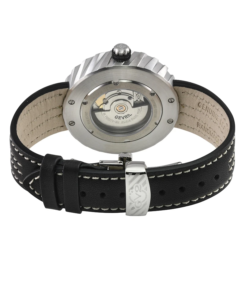 GV2 by Gevril Men's Motorcycle Swiss Automatic stitching Leather Strap Watch