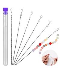 Gnuadz 6 needles Collapsible Eye Beading Needles Twisted Seed Bead Tools 2 Sizes 0.6x130mm
