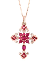Effy Collection Ruby (2-3/8 ct. t.w.) & Diamond (1/3 ct. t.w.) Pendant Necklace in 14k Rose Gold