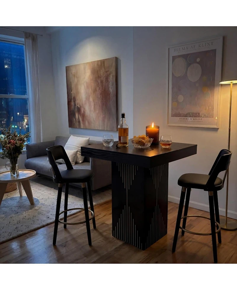 Tribesigns High Top Dining Table, 31.5-Inch Square Table with Pedestal for Dining Room, Living Room, Kitchen, Small Space