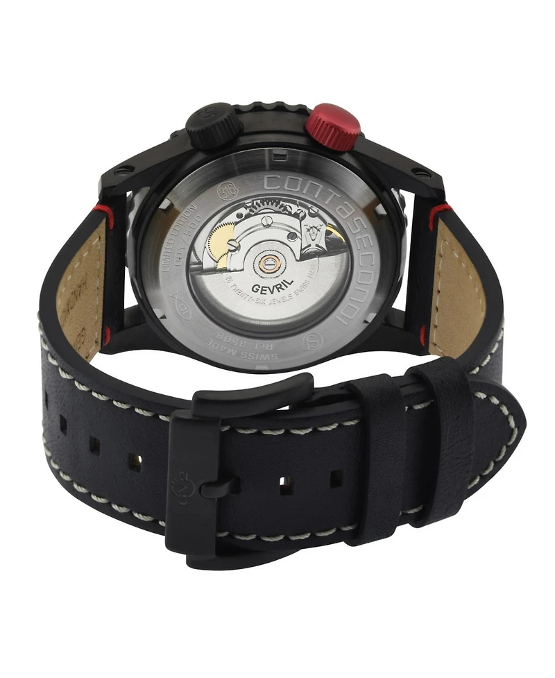 GV2 by Gevril Men's Contasecondi Swiss Automatic Italian Leather Strap Watch