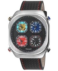 GV2 by Gevril Men's Quattro Swiss Quartz with stitching Leather Strap Watch