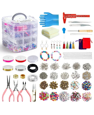 Gnuadz Jewelry Making Kit Beads Wire Findings Bracelet Necklace Earrings Instructions