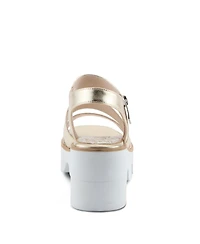 Azura Corrigate Women's Metallic Platform Sandal with Soft Footbed Comfort