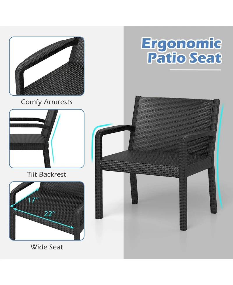 Slickblue Patio Furniture Set 3 Piece Rattan Chairs Square Table