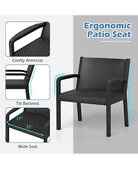 Slickblue Patio Furniture Set 3 Piece Rattan Chairs Square Table