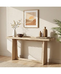 Flynama Farmhouse Console Table Tray Top Solid Wood Frame For Entryway Living Room Sofa Back