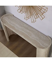 Flynama 53.15in Faux Mars Marble Narrow Console Table Modern Entryway Sofa Table