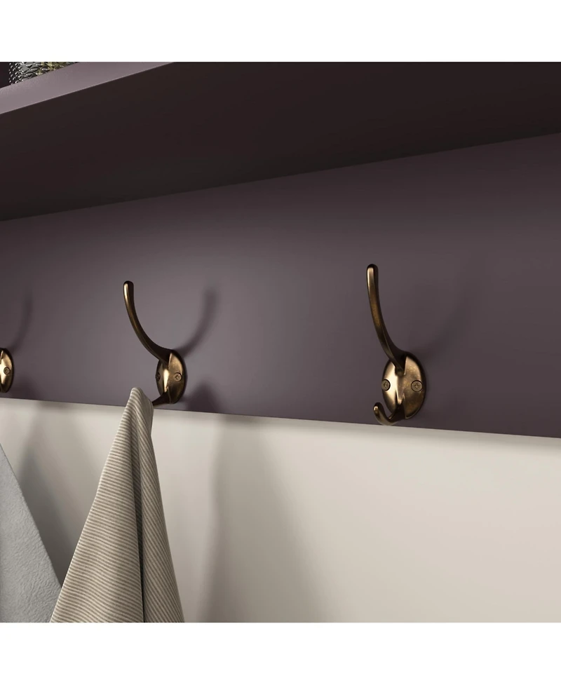 Flynama Wall Mounted Entryway Coat Rack 4 Dual Hooks Wooden Storage Shelf