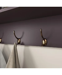 Flynama Wall Mounted Entryway Coat Rack 4 Dual Hooks Wooden Storage Shelf