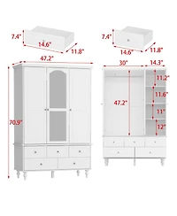Homsee Big Wardrobe Armoires With Mirror, Drawers, Shelves.