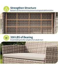 gaomon 4-Piece Patio Furniture Set, Rattan Outdoor Furniture with Upholstered Sofa, 2 Chairs and Coffee Table, Modern Conversation Bistro Set