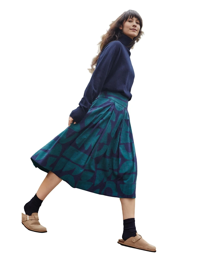 Celtic & Co. Women's Box Pleated Midi Skirt