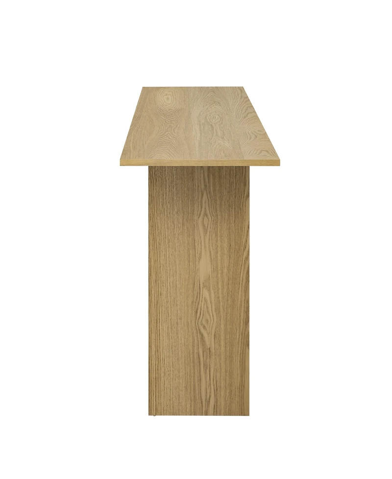 Flynama Modern Curved Ash Veneer Console Table With Shelf For Hallway Foyer Corridor