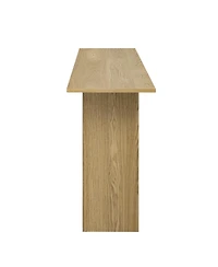 Flynama Modern Curved Ash Veneer Console Table With Shelf For Hallway Foyer Corridor