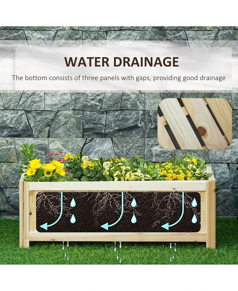 28''x12'' Foldable Raised Garden Bed Wood Planter Flower Planting Box