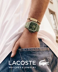 Lacoste Men's LC33 Square Khaki Silicone Strap Watch, 44x50mm