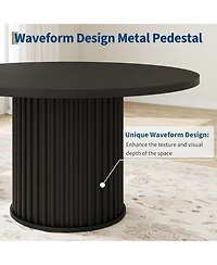 gaomon Dining Table for 4-6 People, Circle Kitchen Table with Cross Base, Farmhouse Wood Dinner Table for Apartment, Walnut Brown