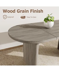 gaomon Dining Table for 4-6 People, Circle Kitchen Table with Cross Base, Farmhouse Wood Dinner Table for Apartment, Walnut Brown