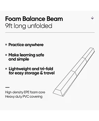 Zeny 9ft Folding Gymnastics Balance Beam for Kids, Floor Balance Beam Bar with Anti-Slip Base Extra Firm Foam Walking Beams Home