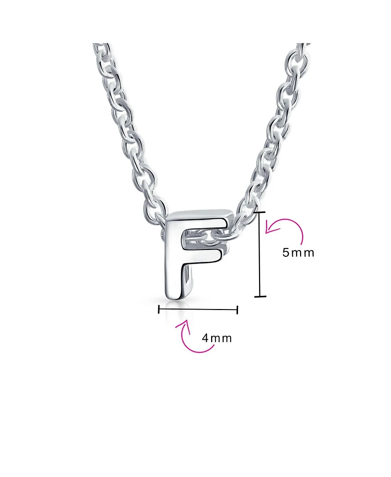 Bling Jewelry Tiny Block Letter Alphabet Initial A-z Dainty Pendant Necklace .925 Sterling Silver