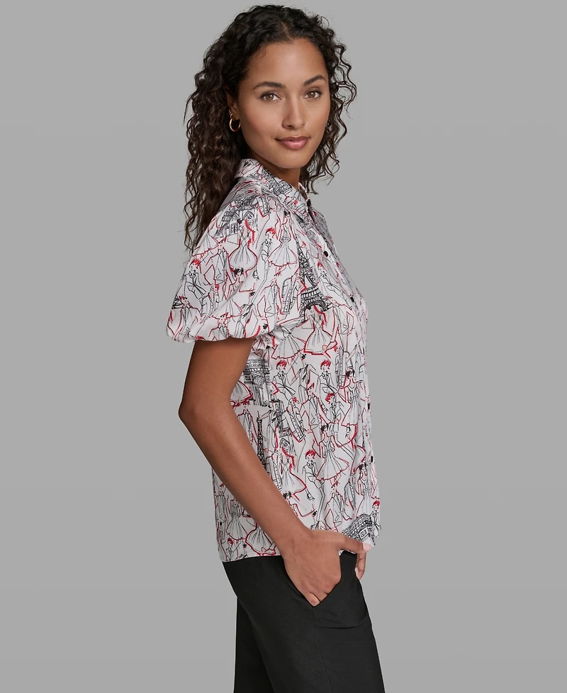 Karl Lagerfeld Paris Women's Collared Button-Front Top