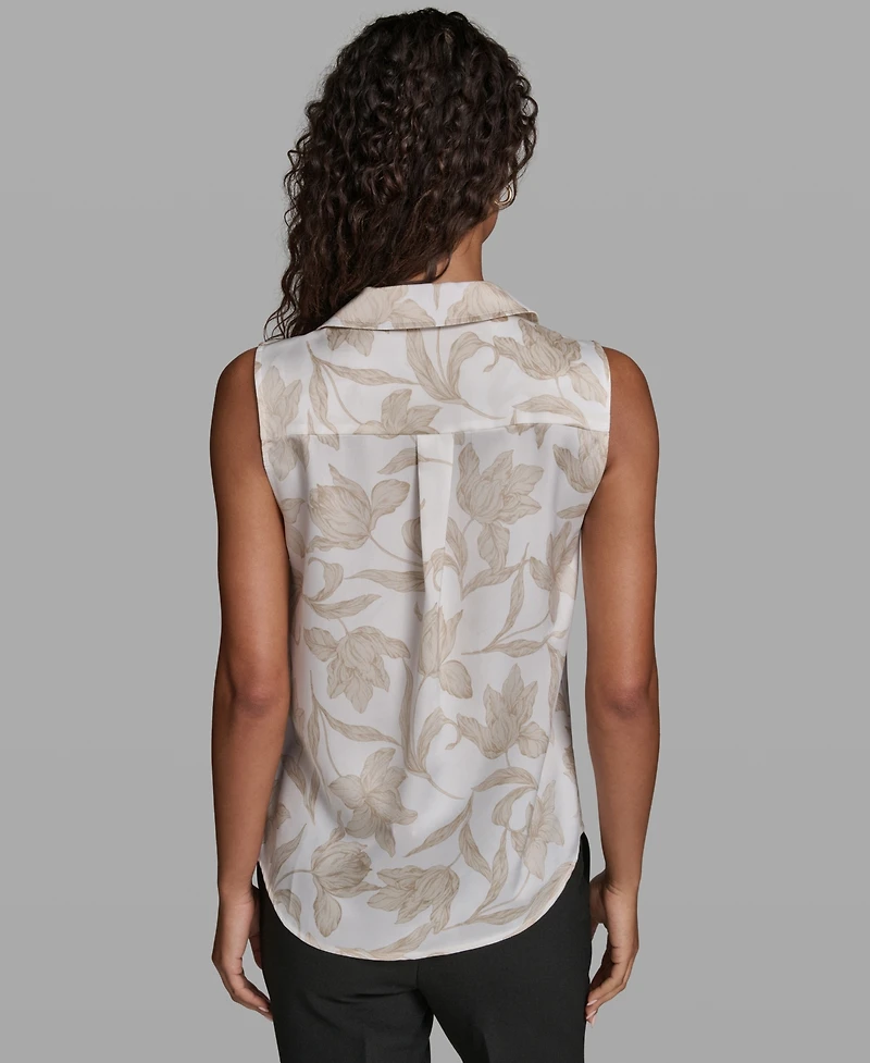 Karl Lagerfeld Paris Women's Sleeveless Collared Top