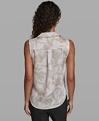 Karl Lagerfeld Paris Women's Sleeveless Collared Top