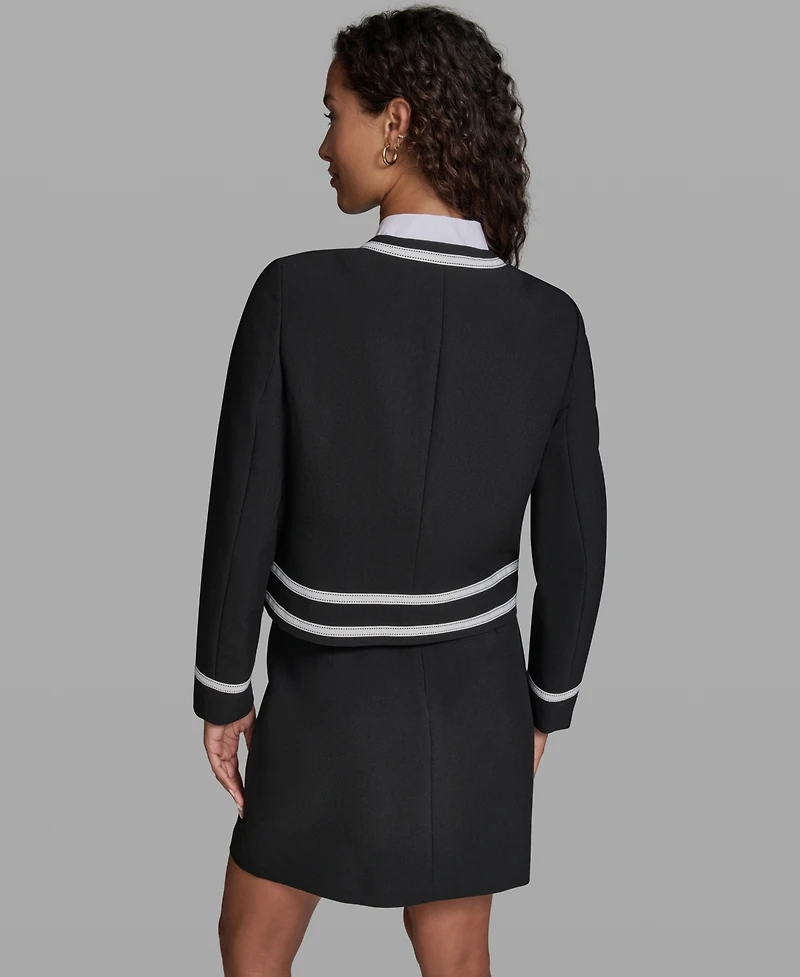 Karl Lagerfeld Paris Women's Cropped Round Neck Jacket