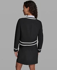 Karl Lagerfeld Paris Women's Cropped Round Neck Jacket